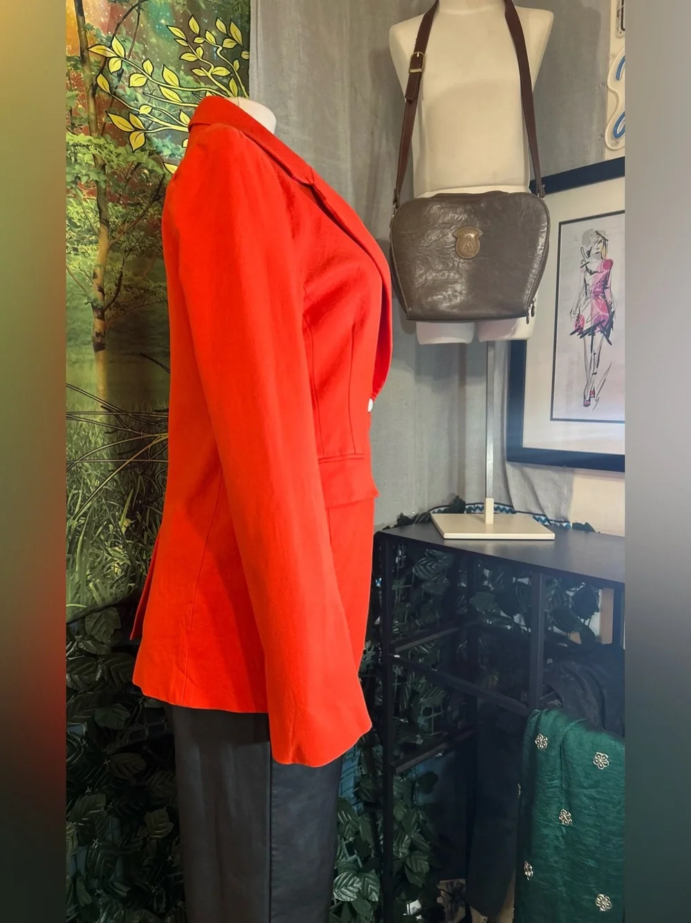 Derek Lam Vibrant Orange/Red Single-Button Lined Blazer w Pockets: EC - Picture 2 of 10
